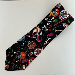 Nicole Miller 100% Silk Tie for Food and Wine Magazine Black Men's Necktie